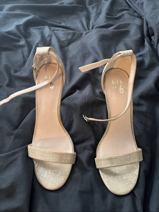 Mix No. 6 Shoes - Mix No. 6 Metallic Gold Open-Toe Ankle-Strap Heels